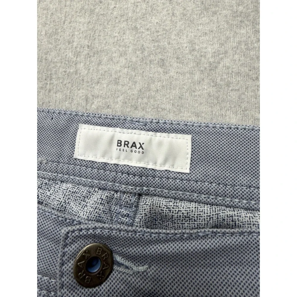 Brax Pants Mens 36x32 Light Blue Gray Cooper Fancy Regular Fit Micro Print Chino